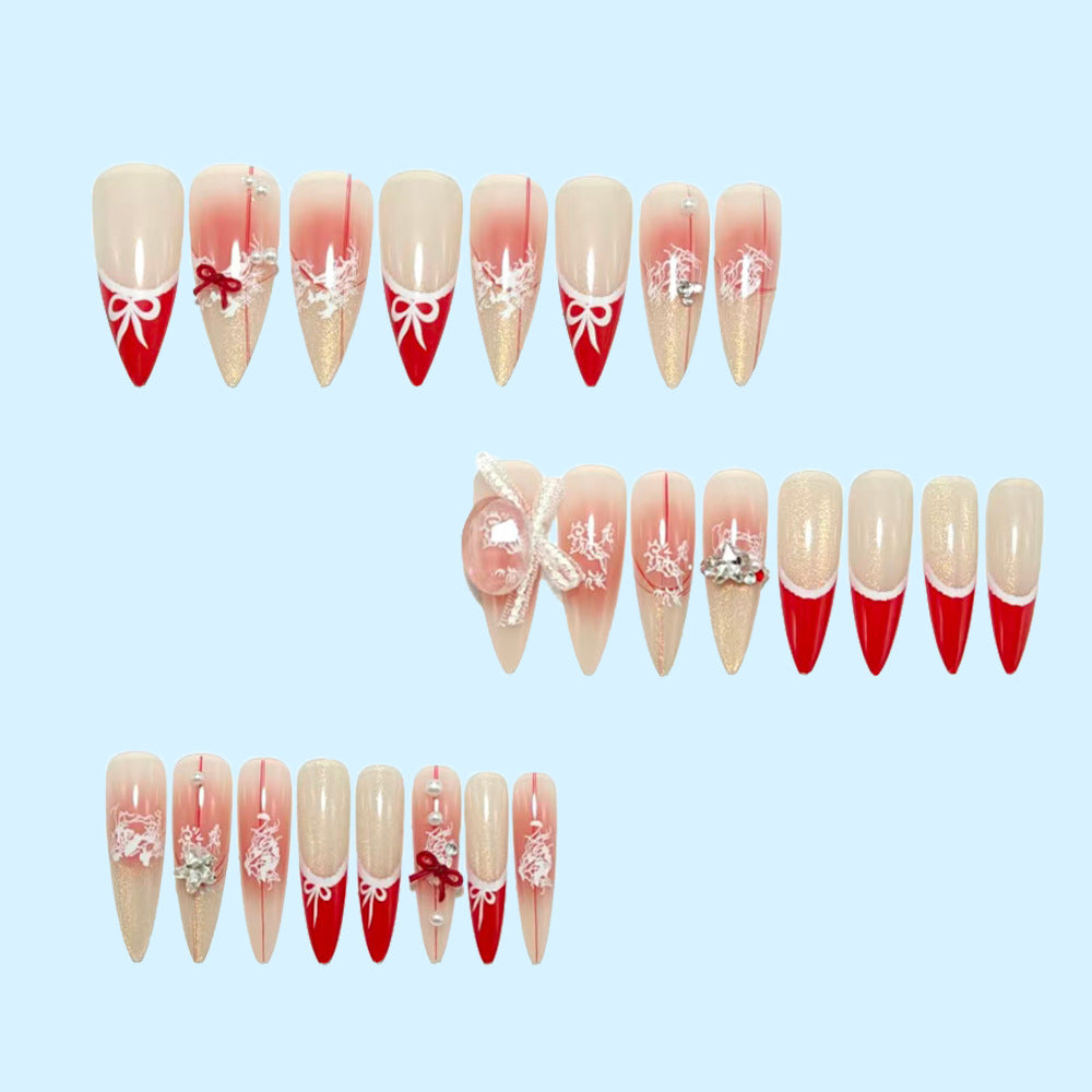 Artificial nails with romantic bow and lace design Stornfield