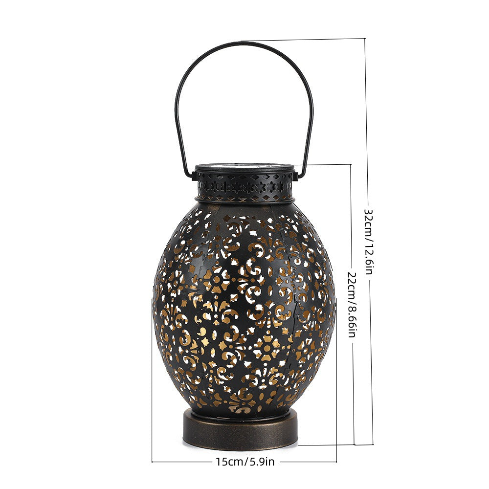 Moroccan-Style Cutwork Metal Candle Lantern with Hanging Handle Stornfield