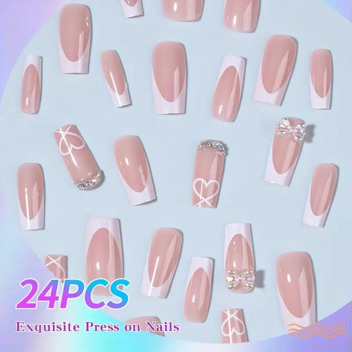 Acrylic nail set with elegant butterfly accents and rhinestones Stornfield