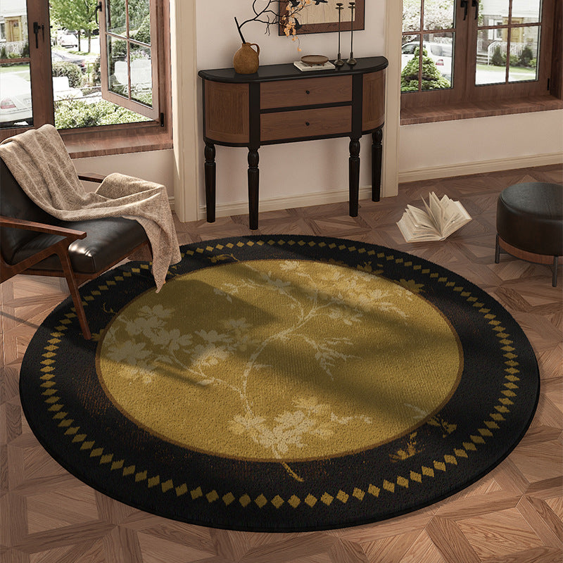 Round Floral Design Area Rug