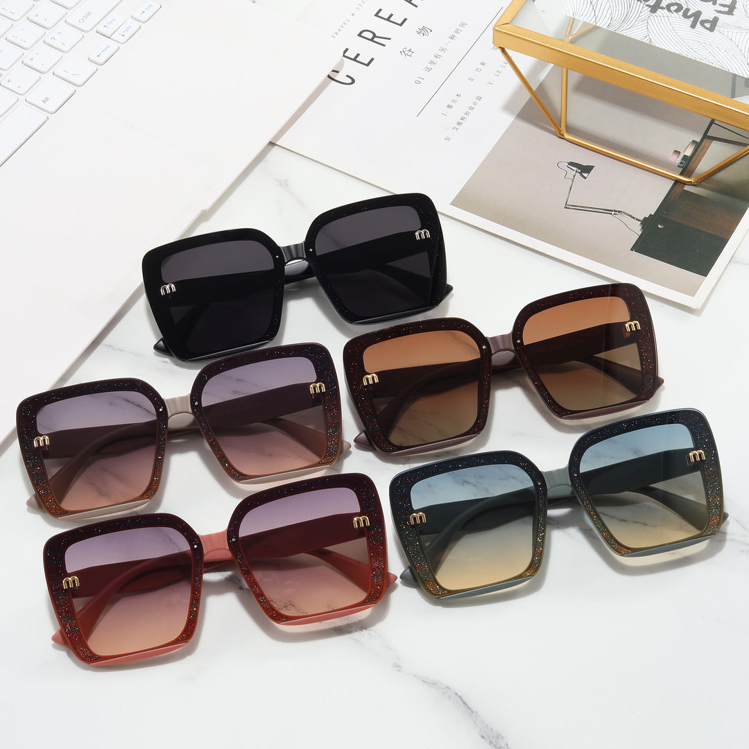 Ladies fashionable square sunglasses with shimmering frame Stornfield