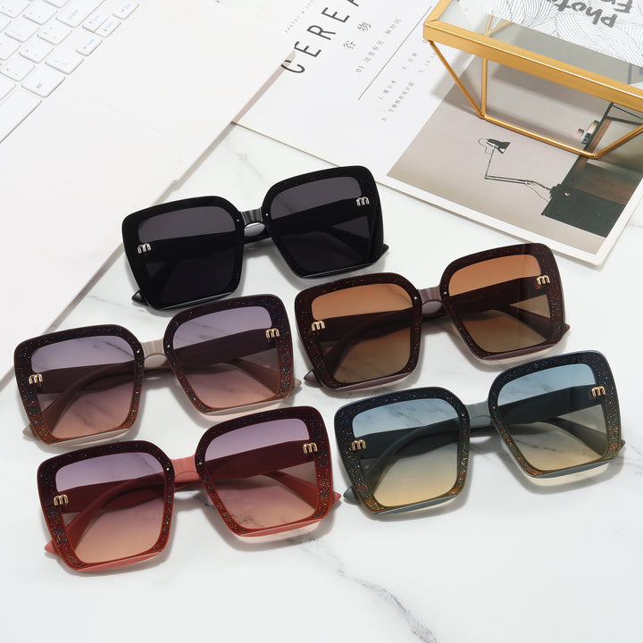 Ladies fashionable square sunglasses with shimmering frame Stornfield