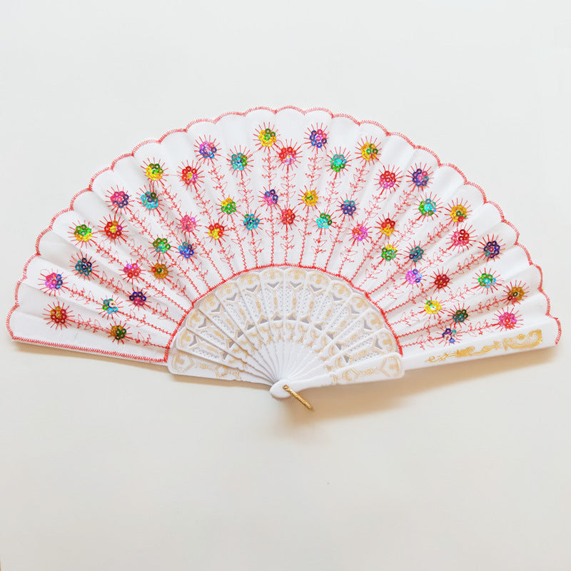 Women's high-quality lace fan with artistic floral motifs Stornfield
