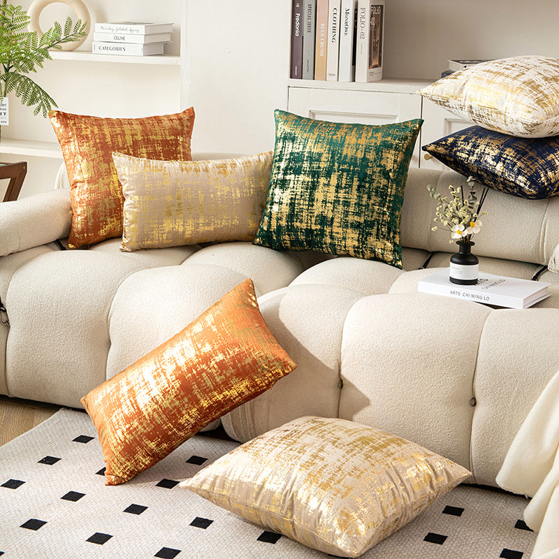 Metallic Abstract Jacquard Throw Pillow Cover Set with Hidden Zipper