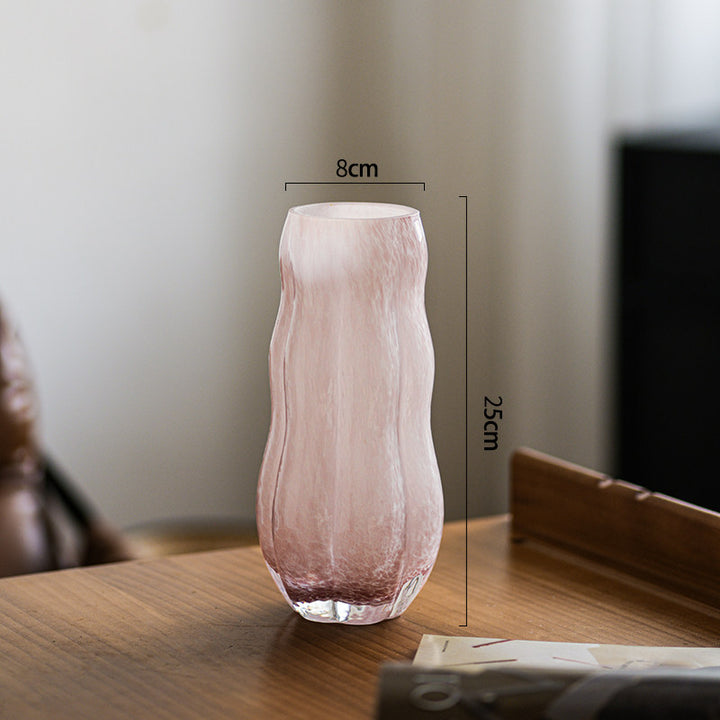 Handblown Textured Decorative Glass Vase with Organic Curved Silhouette Stornfield