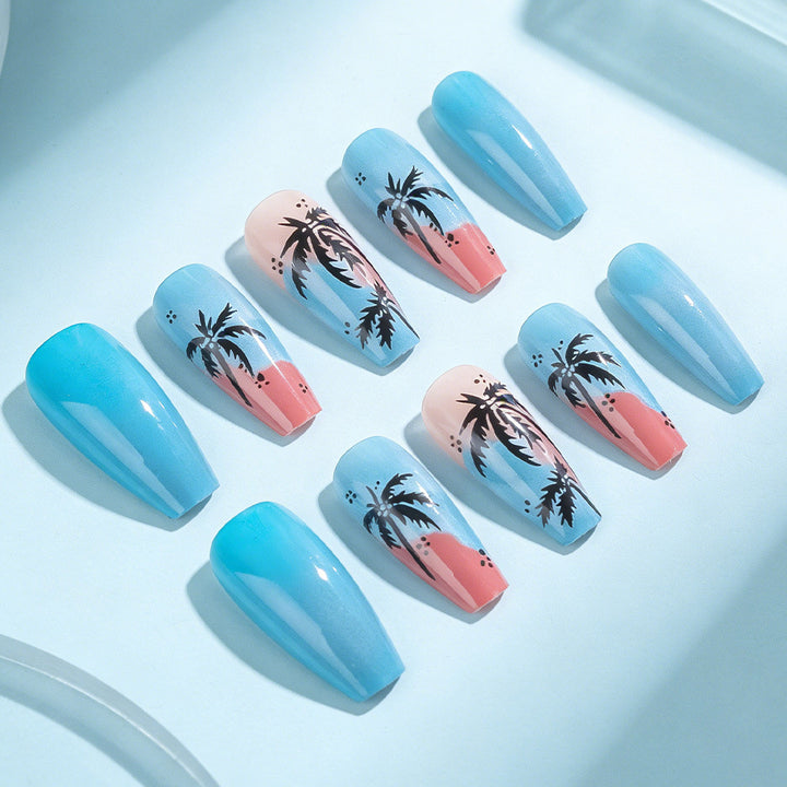 Artistic Tropical Island Press-On Nail Art Stornfield
