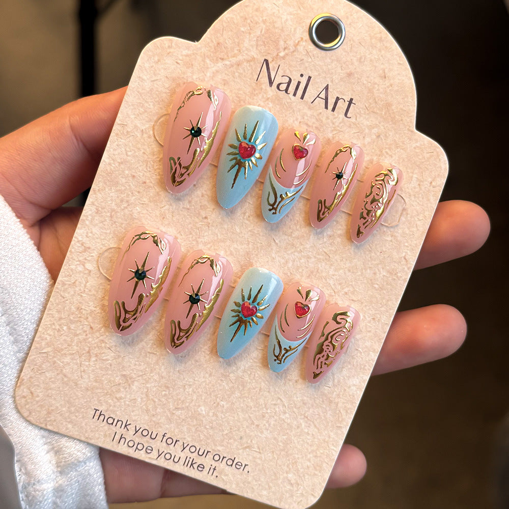 Artistic Floral Embellished Press-On Nail Set Stornfield
