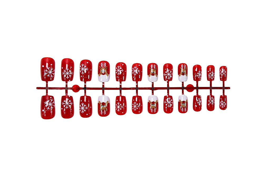 Christmas Art Nail Set with Festive Snowflake and Reindeer Designs Stornfield