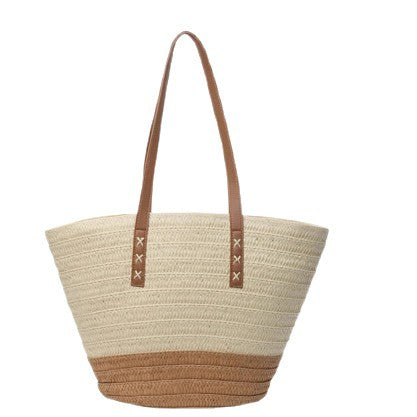 Braided beach bag with sturdy leather handles Stornfield