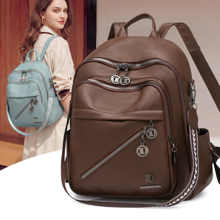 Multi-Compartment Stylish Leather Backpack Stornfield