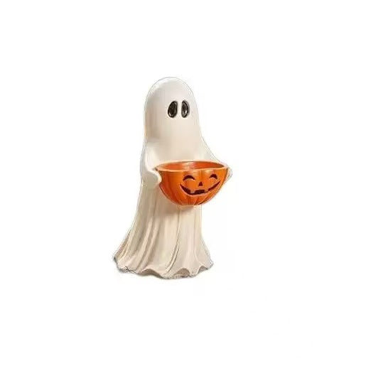 Decorative Ghost Figure with Pumpkin Lantern Stornfield