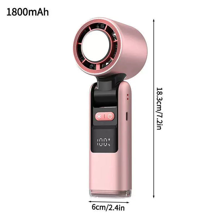 Unisex one size rechargeable portable bladeless style mini fan with foldable head LED status indicator and high capacity battery Stornfield