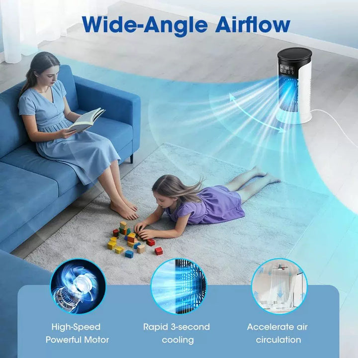 Unisex One Size Compact Personal Evaporative Tower Cooler with Refillable Ice Packs, Whisper Quiet Fan and Touch Control Stornfield