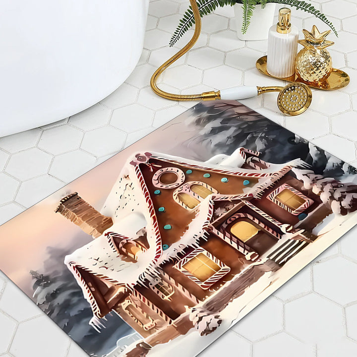 Festive Gingerbread-Themed Bath Mat