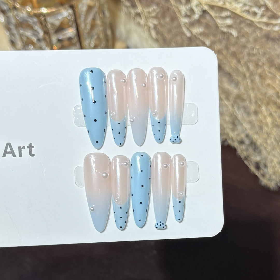 Decorative Press-On Nail Set with Unique Dot Design Stornfield