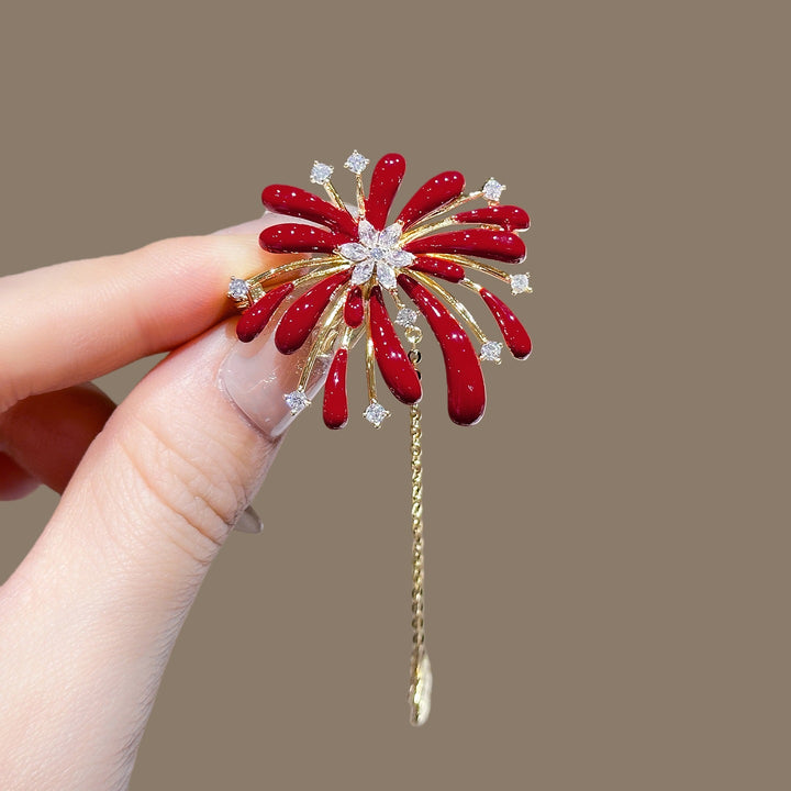 Sparkling flower brooch with chain pendant Stornfield