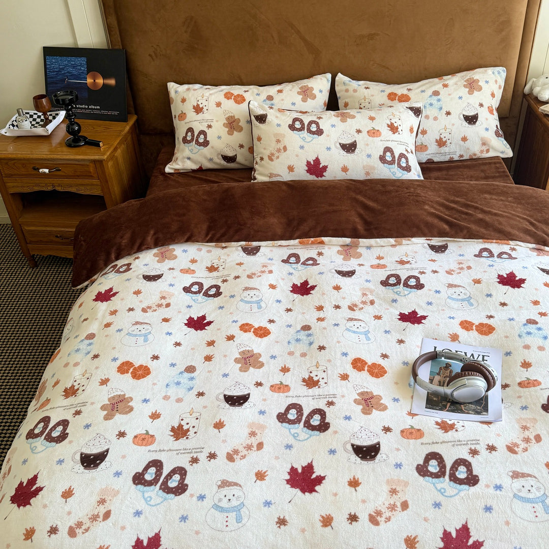 Cute Themed Flannel Bedding Set
