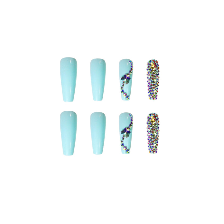 Glamorous artificial nails with sparkling rhinestone embellishments Stornfield