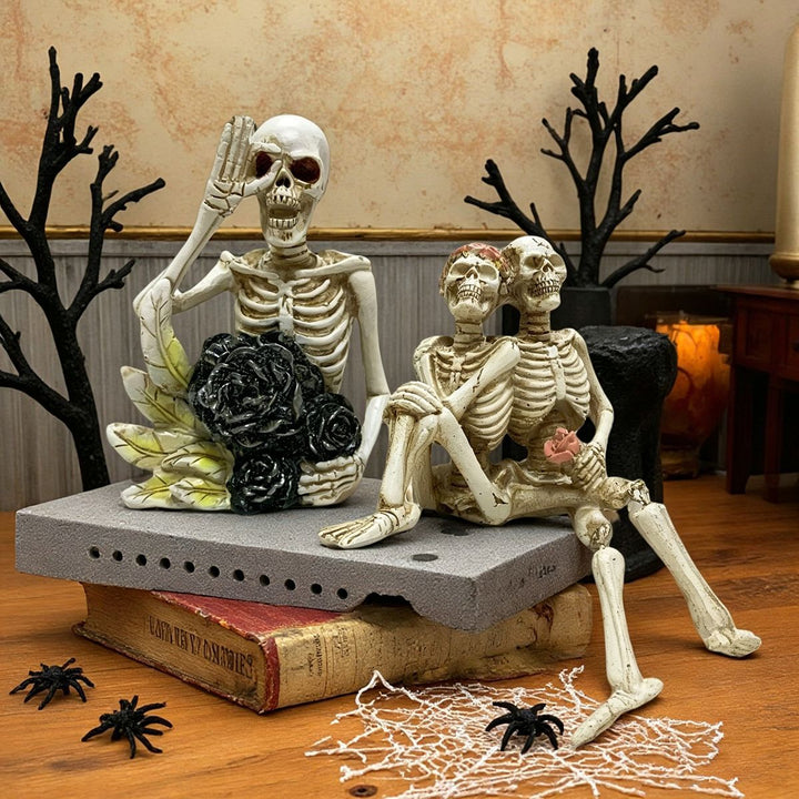 Stylish skeleton figure with top hat and black rose Stornfield