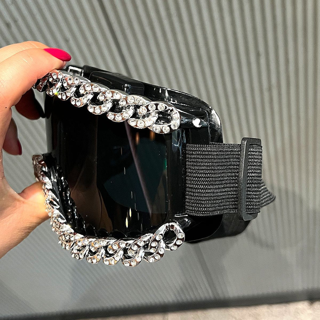 Women's fashionable ski goggles with rhinestone decorated frame Stornfield