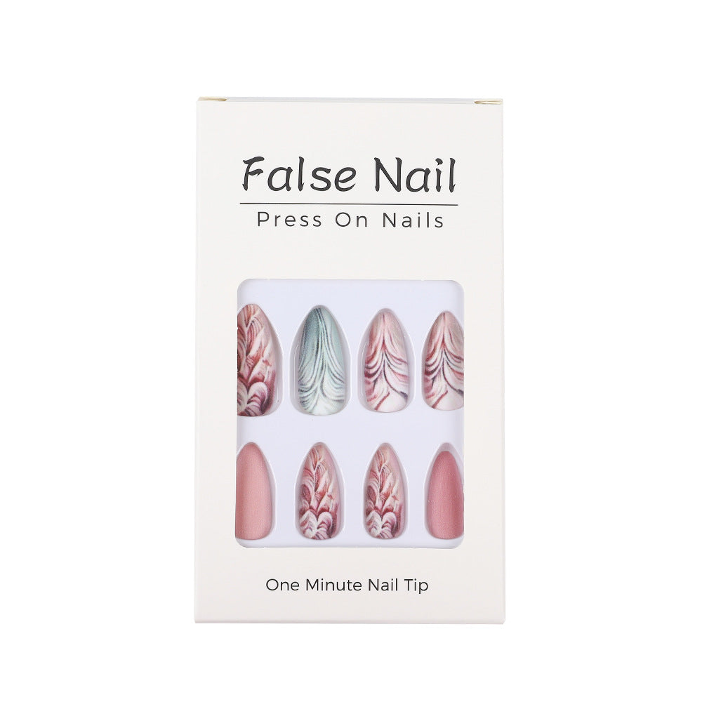 Artificial Nails Set with Modern Marble and Flower Patterns Stornfield