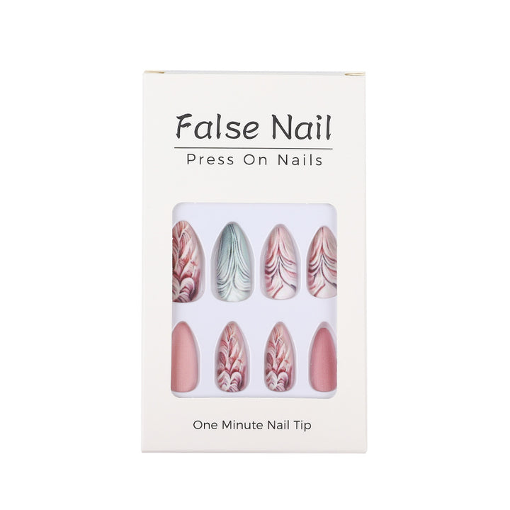Artificial Nails Set with Modern Marble and Flower Patterns Stornfield