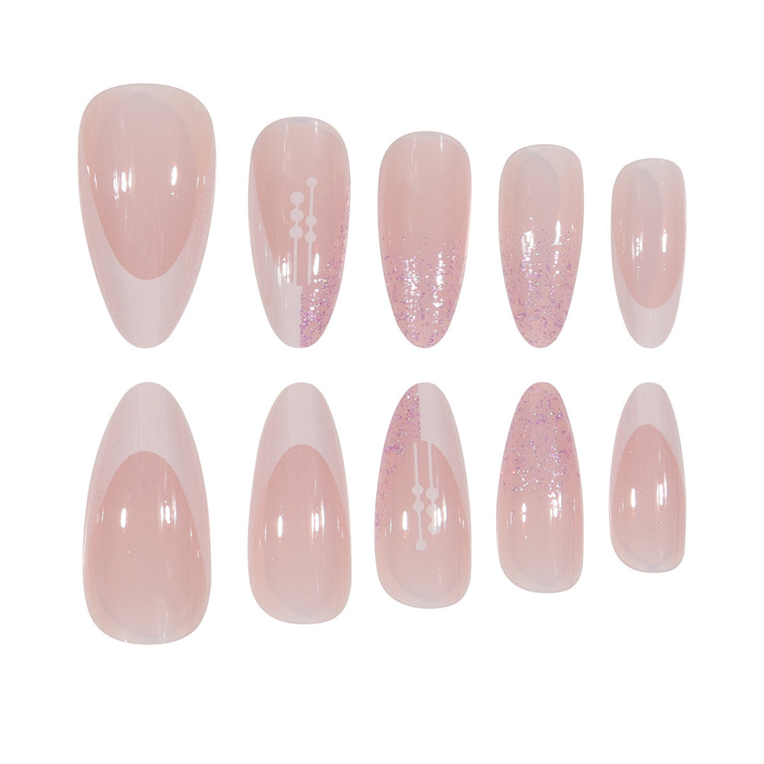 Elegant Stiletto Press-On Nails with Artistic French Tip Stornfield