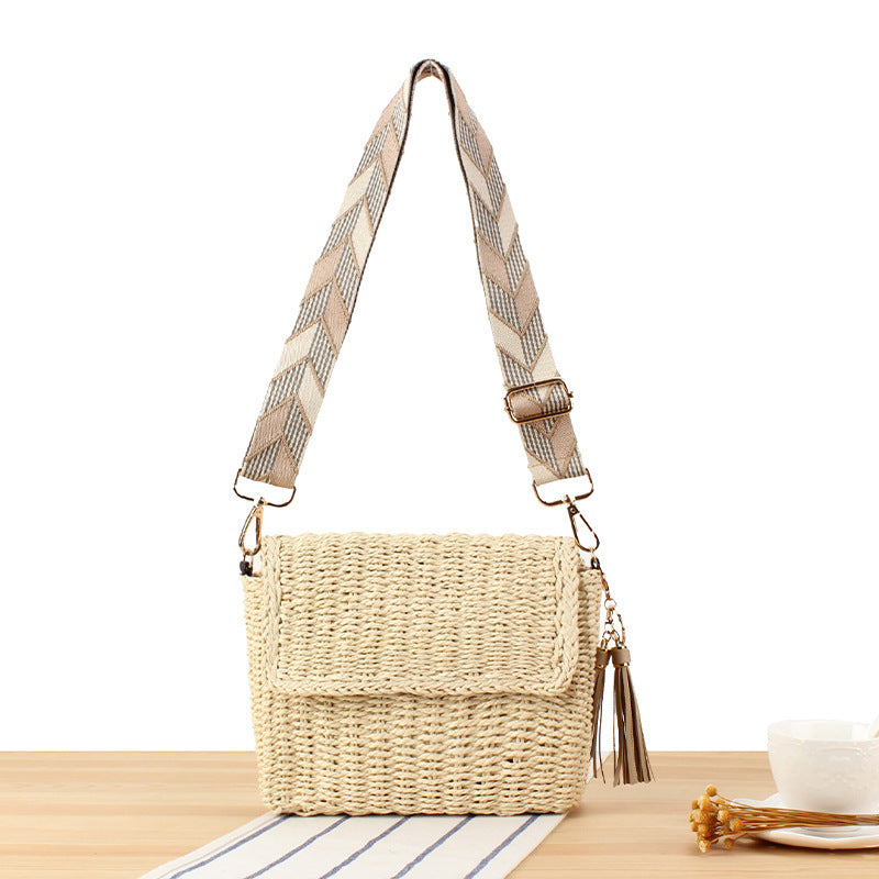 Elegant Shoulder Bag Made of Braided Natural Fabric Stornfield