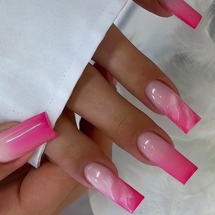 Artificial nail set with elegant ombre and glitter accents Stornfield