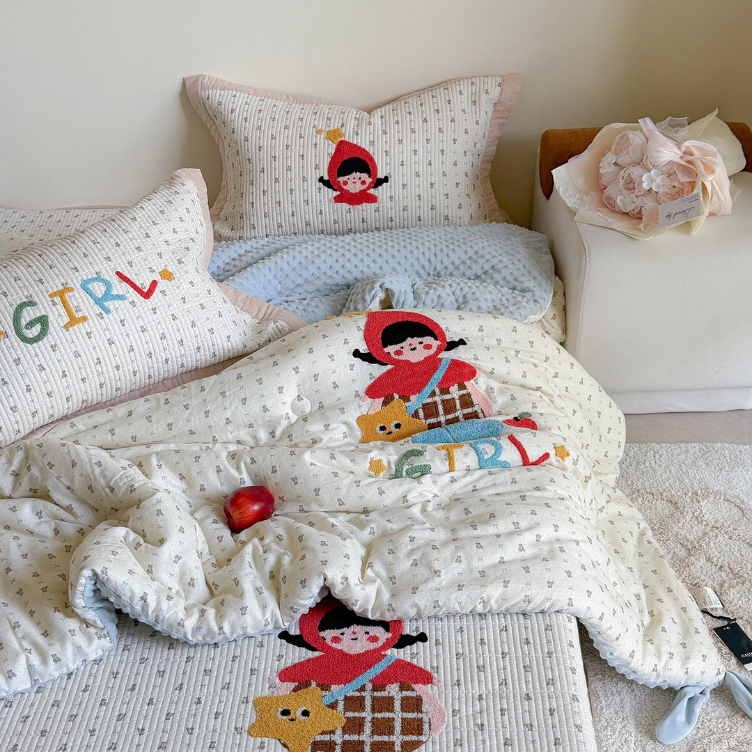Quilted Cotton Kids Duvet Cover and Pillowcase Set
