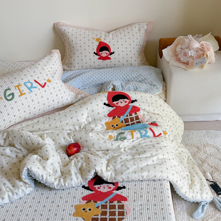 Quilted Cotton Kids Duvet Cover and Pillowcase Set