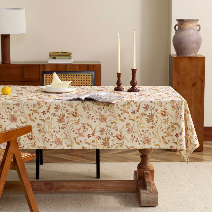 Coated tablecloth in vintage floral pattern made of cotton blend Stornfield