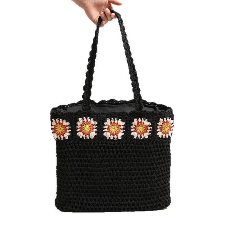 Hand-crocheted beach bag with floral accents Stornfield