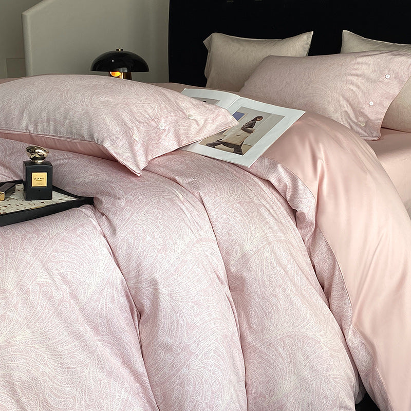 Panda Print Cotton Sateen Duvet Cover Set with Reversible Solid Backing and Button Closure