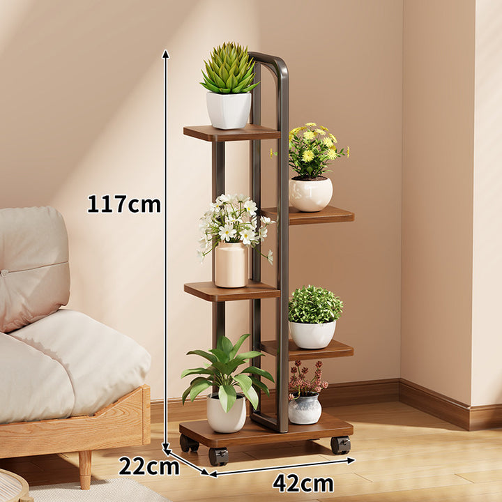 Rolling Vertical Plant Display Shelf with Arch Handle