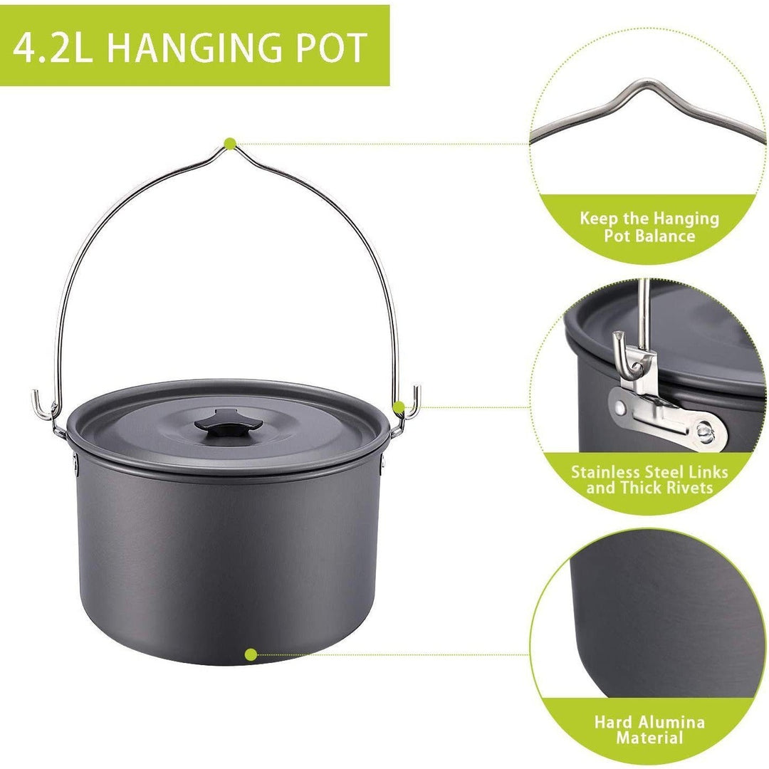 ultralight anodized aluminum camping cookware set with folding-handle kettle nesting pot and compact utensil kit Stornfield