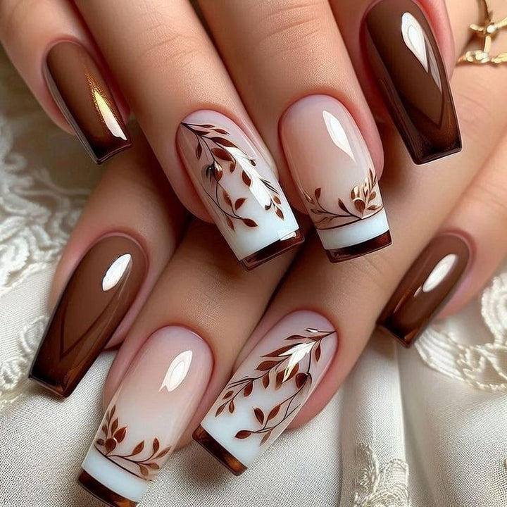 Artificial Nail Art with Elegant Leaves Design Stornfield
