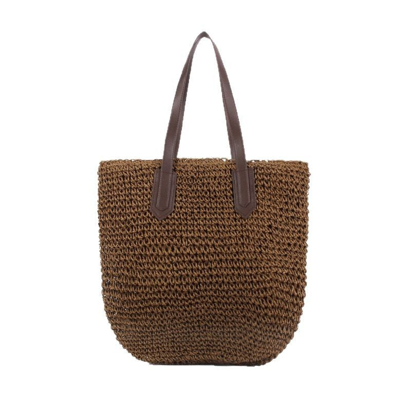 Braided shopping bag with leather handles Stornfield