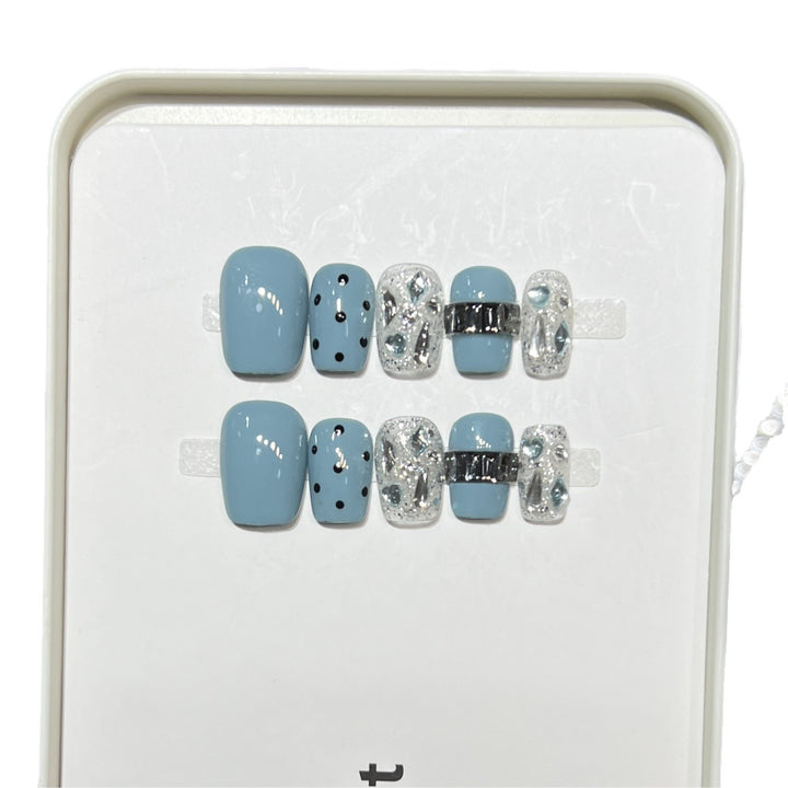 Decorative Press-On Nail Set with Glittery Accents Stornfield