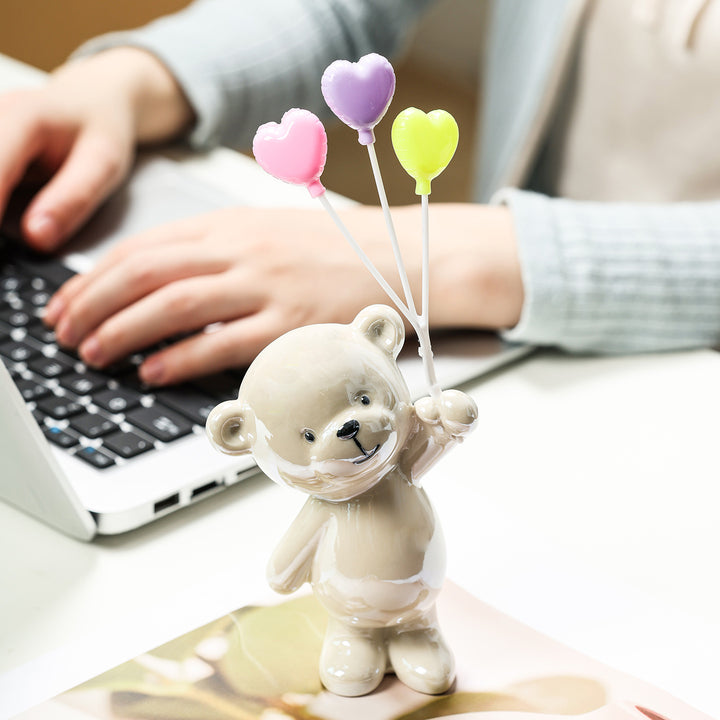 Cute ceramic bear figurine with balloons Stornfield