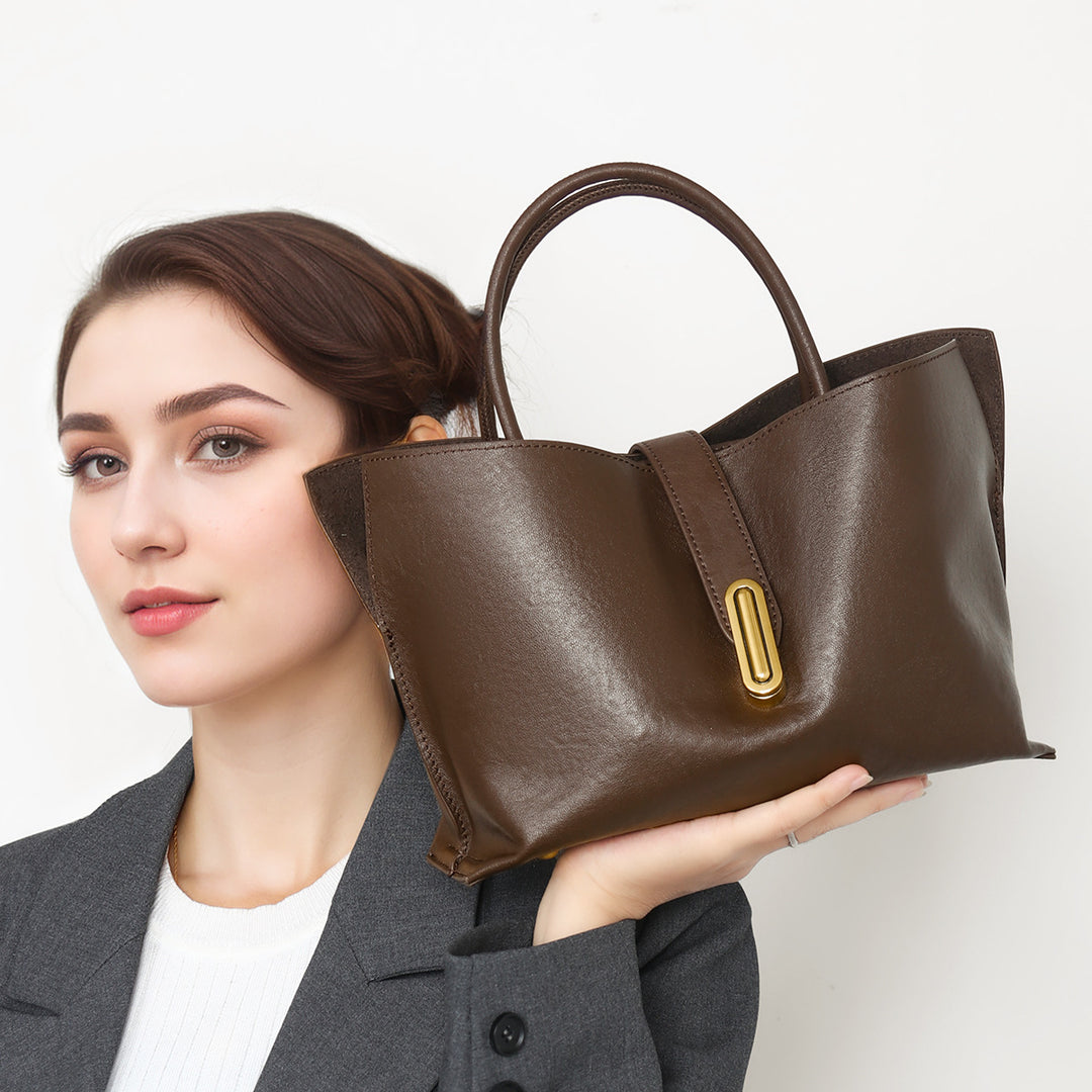 Sculpted Smooth Grain-Textured Top-Handle Satchel with Removable Crossbody Strap