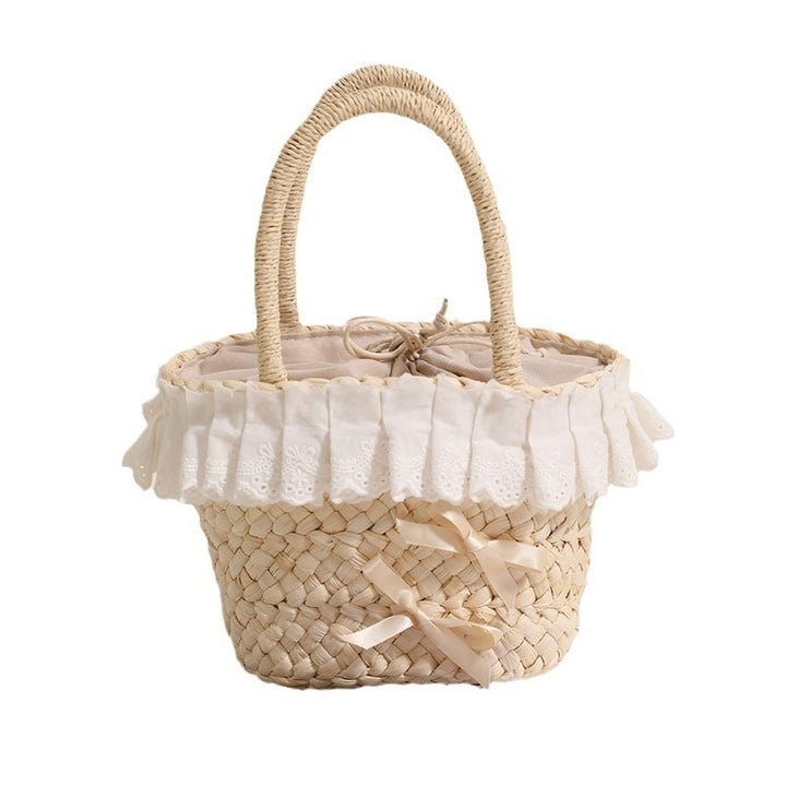 Handcrafted basket bag with delicate ruffles and ribbons Stornfield
