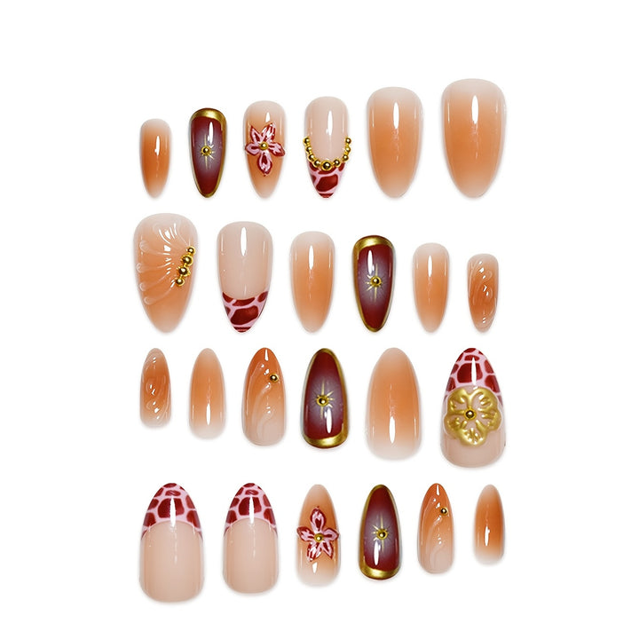 Artistic Stiletto Press-On Nails with Floral and Star Designs Stornfield