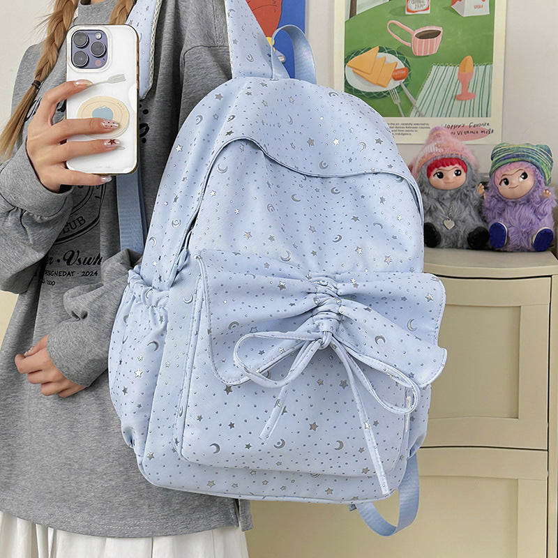 Starry Print Bow-Detail Backpack Stornfield