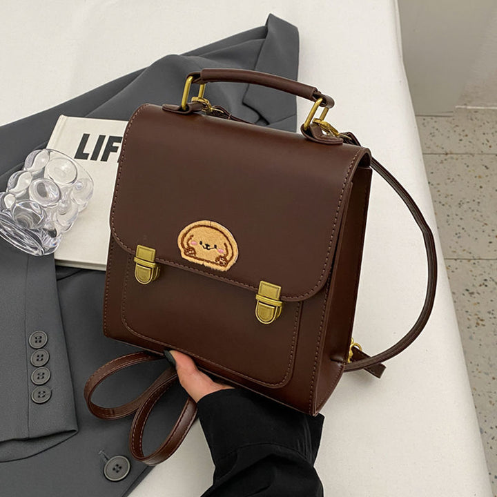 Playful Cartoon-Embroidered Satchel Bag Stornfield