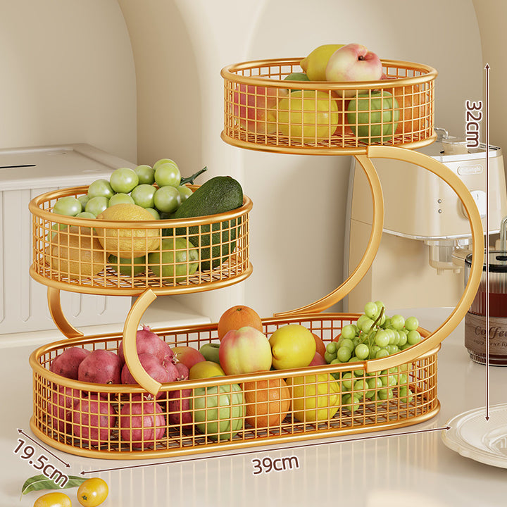 Three-Tier Metal Kitchen Fruit and Vegetable Storage Organizer