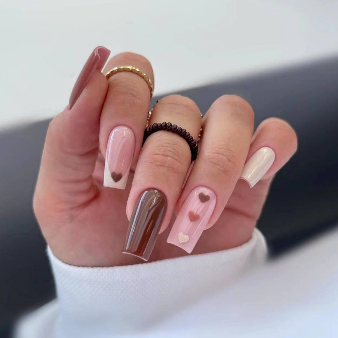 Heart Pattern Press-On Nail Art Stornfield
