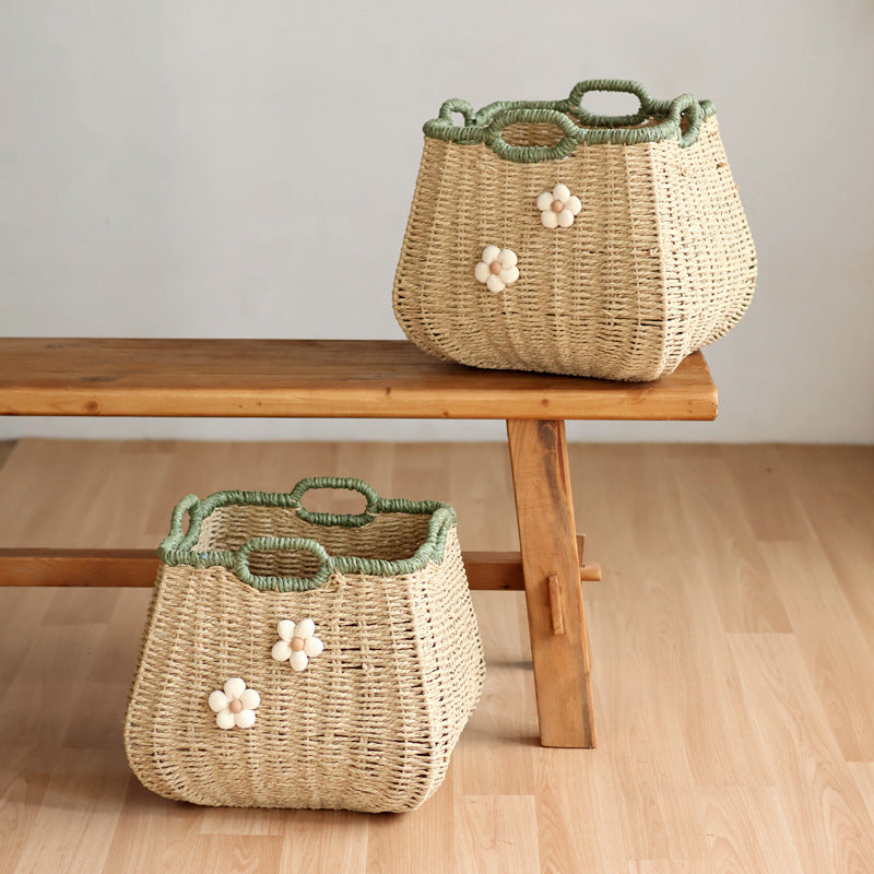 Handcrafted basket with flower appliqué Stornfield