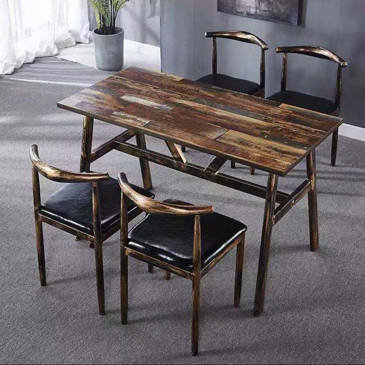 Vintage dining table with custom license plate design Stornfield