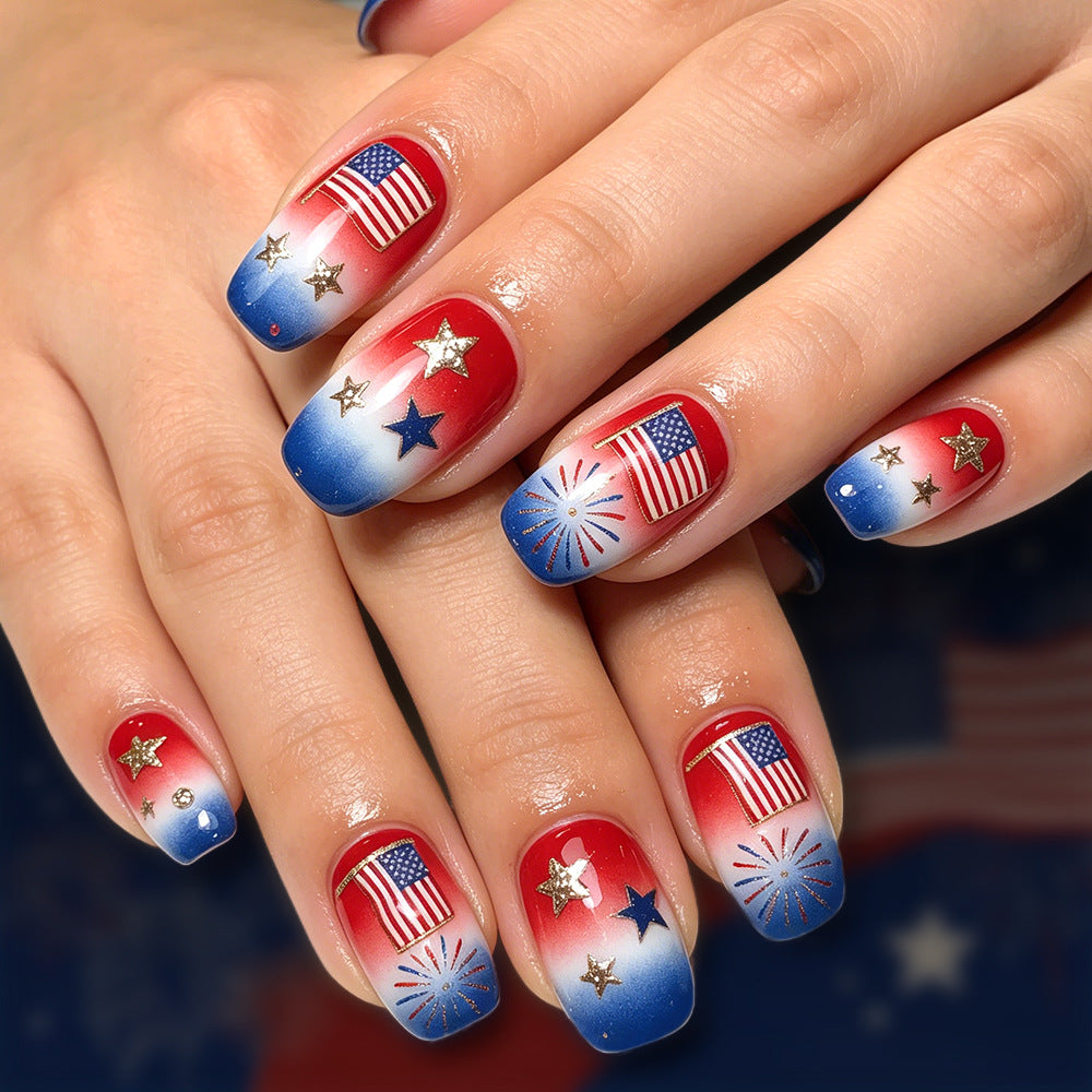 Themed Nail Art with Sparkling Stars and Stripes Stornfield